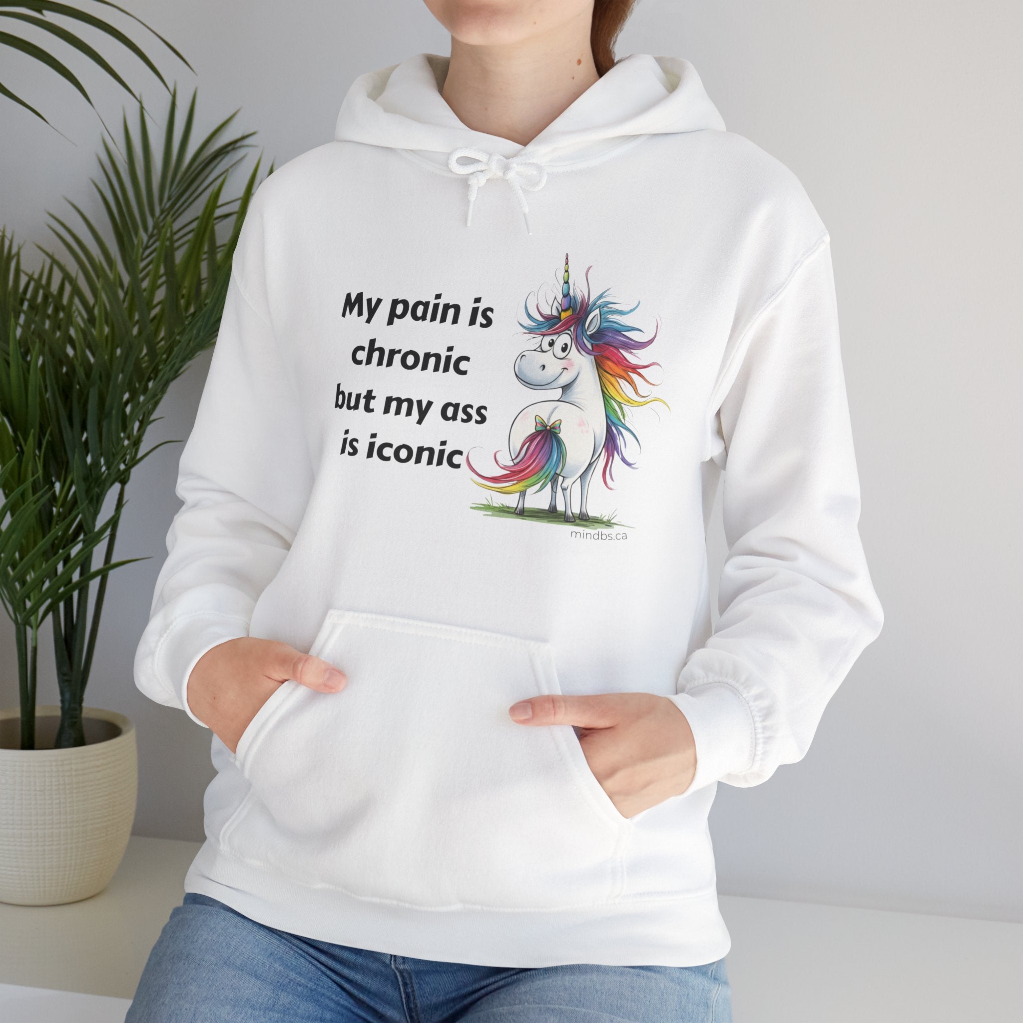 My Pain is Chronic but my Ass is Iconic Unicorn Hoodie | Cozy Sweatshirt | Cute Gift for Friends | Fun Casual Wear | Perfect for Fall & Winter