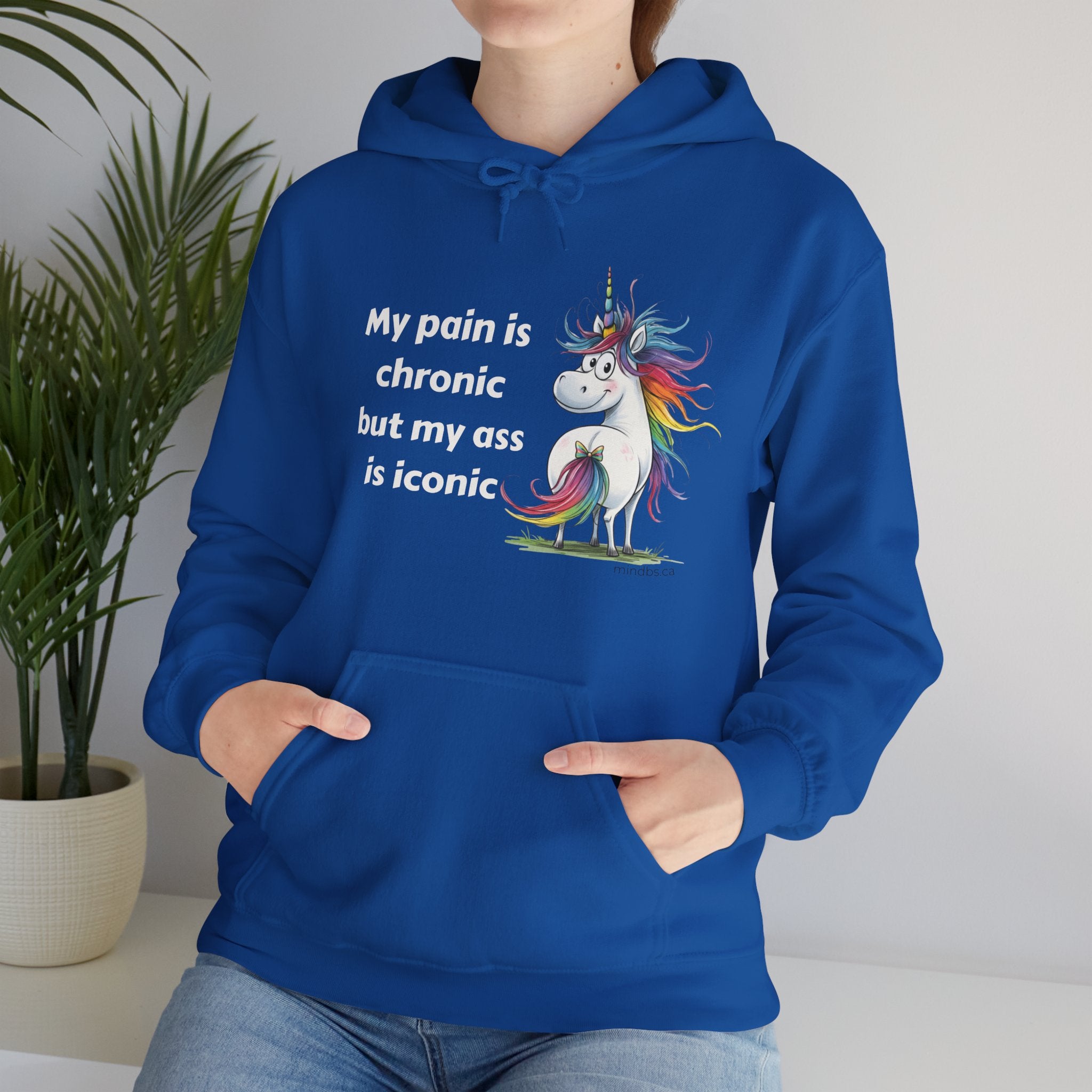 My Pain is Chronic but my Ass is Iconic Unicorn Hoodie | Cozy Sweatshirt | Cute Gift for Friends | Fun Casual Wear | Perfect for Fall & Winter
