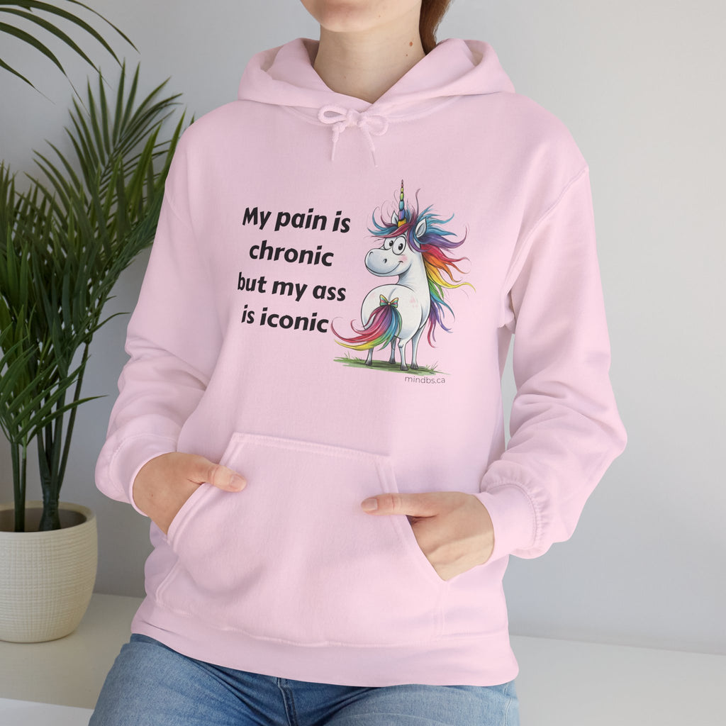 My Pain is Chronic but my Ass is Iconic Unicorn Hoodie | Cozy Sweatshirt | Cute Gift for Friends | Fun Casual Wear | Perfect for Fall & Winter