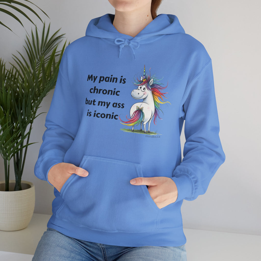 My Pain is Chronic but my Ass is Iconic Unicorn Hoodie | Cozy Sweatshirt | Cute Gift for Friends | Fun Casual Wear | Perfect for Fall & Winter