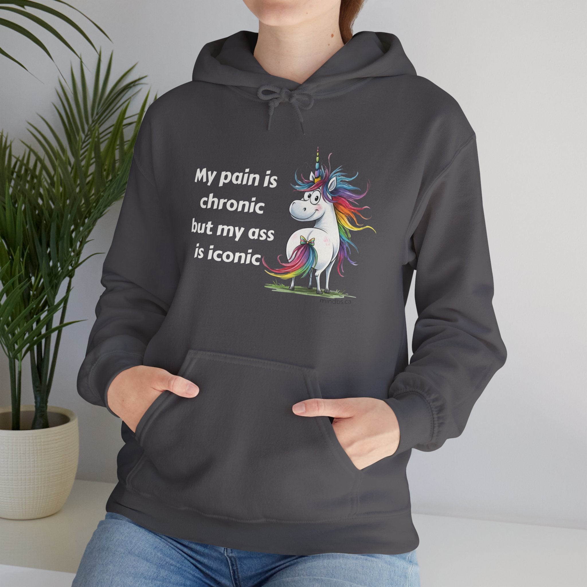 My Pain is Chronic but my Ass is Iconic Unicorn Hoodie | Cozy Sweatshirt | Cute Gift for Friends | Fun Casual Wear | Perfect for Fall & Winter