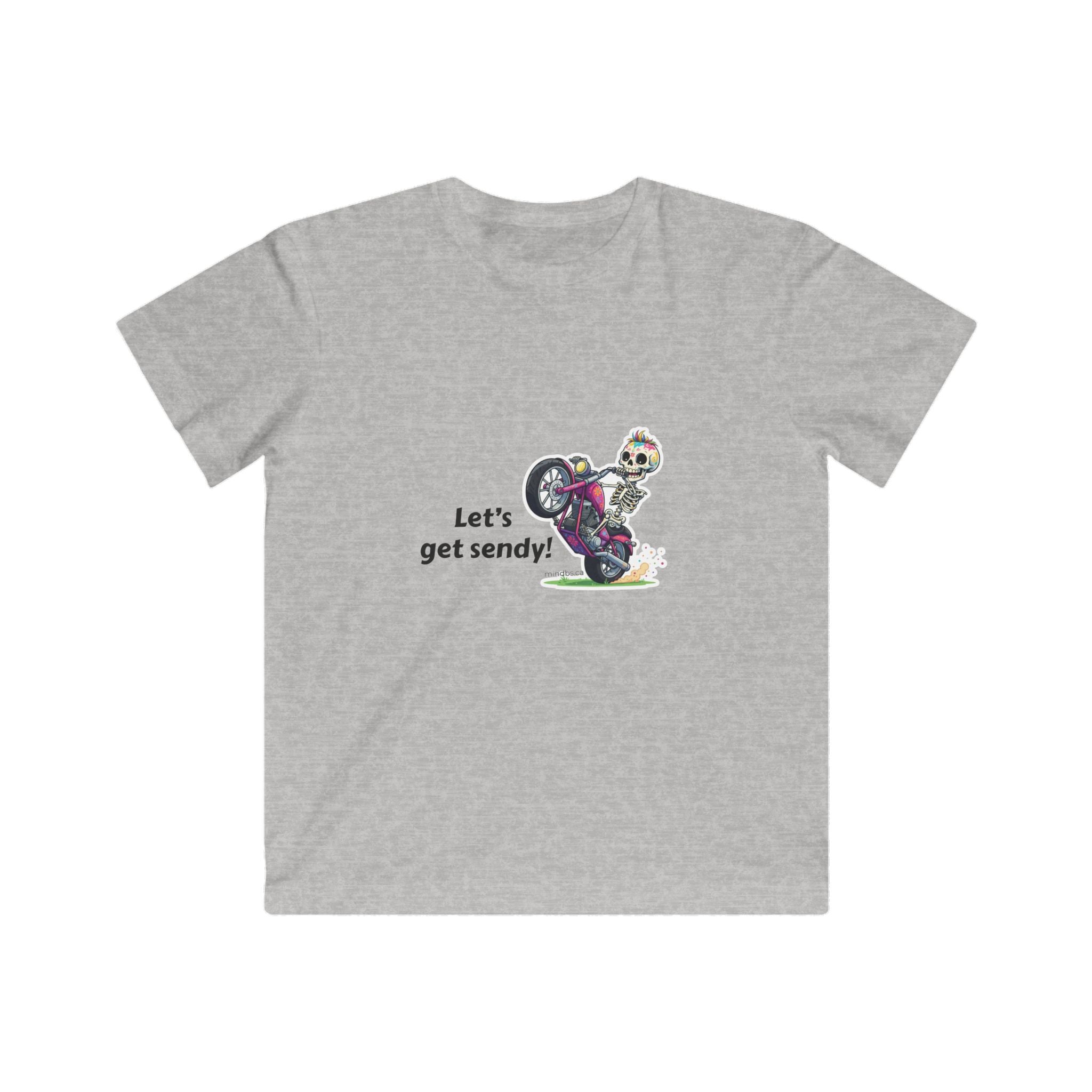 Let's Get Sendy! Kids Motorbike Tee  Cute Skeleton Graphic Shirt
