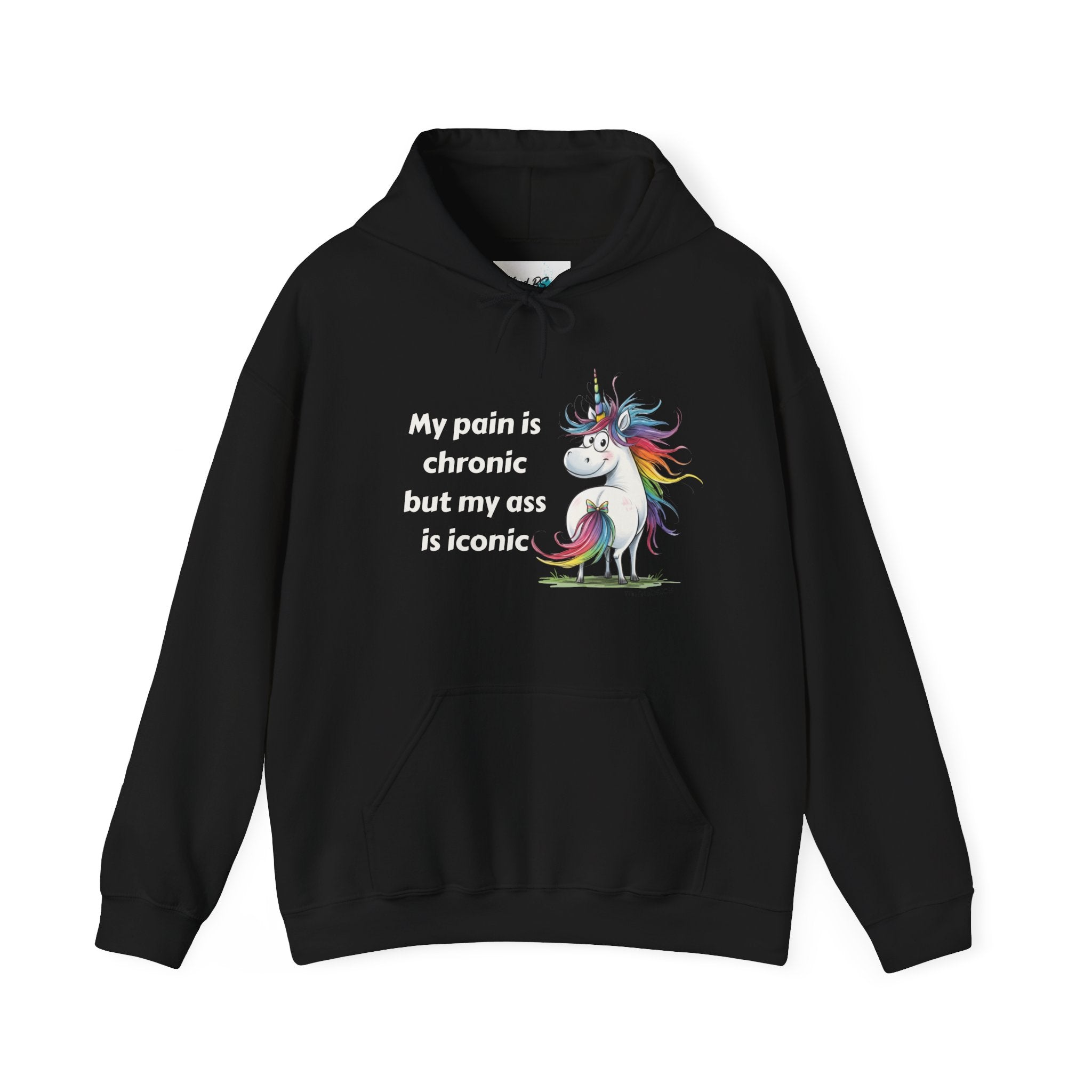 My Pain is Chronic but my Ass is Iconic Unicorn Hoodie | Cozy Sweatshirt | Cute Gift for Friends | Fun Casual Wear | Perfect for Fall & Winter